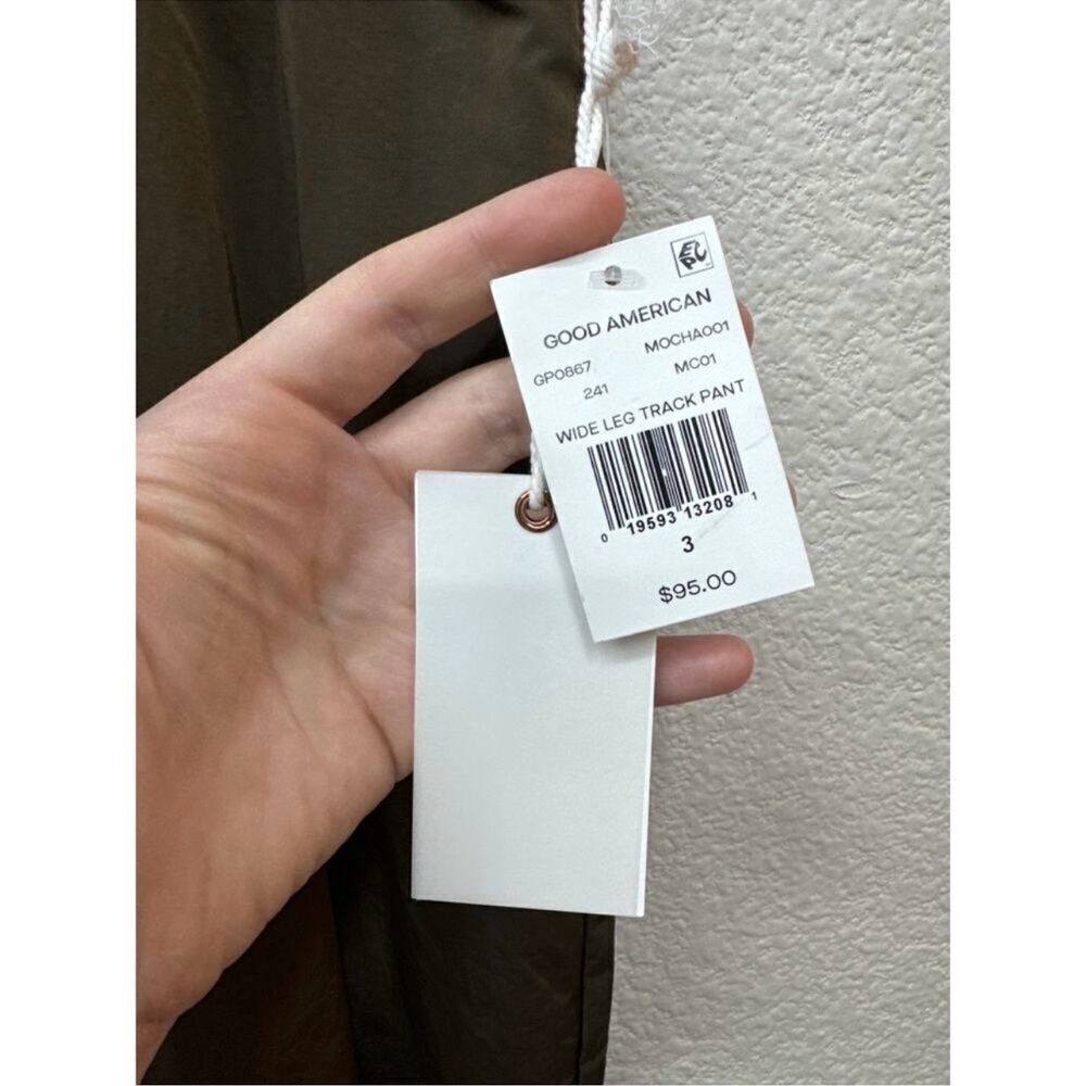 Good American Pants Women's Size 3 / L Shine Wide Leg Track Pants Mocha New nwt - Picture 6 of 9